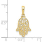 10K Yellow Gold Hamsa Pendant - dimensions