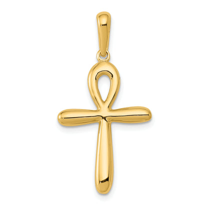 10K yellow gold polished ankh cross pendant - 10K2277