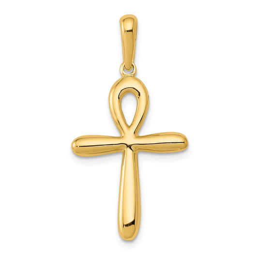 10K yellow gold polished ankh cross pendant - 10K2277