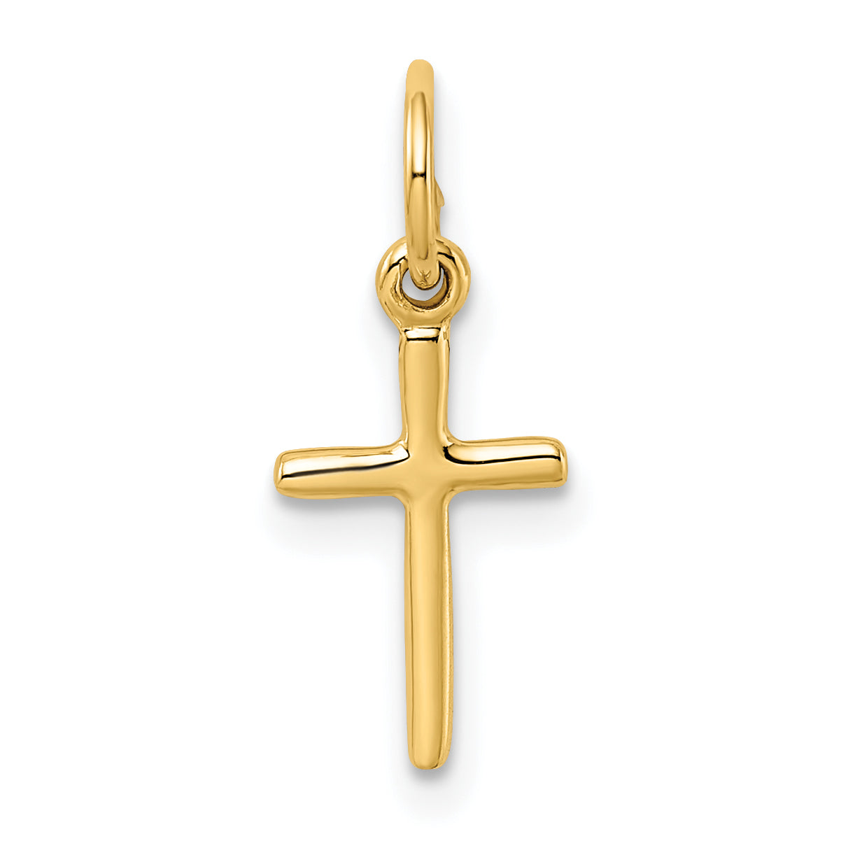 10K yellow gold small cross charm detail view - 10K2280