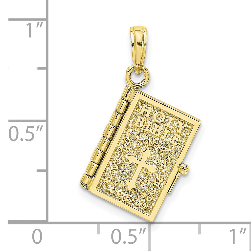 Gold Holy Bible Pendant dimension chart