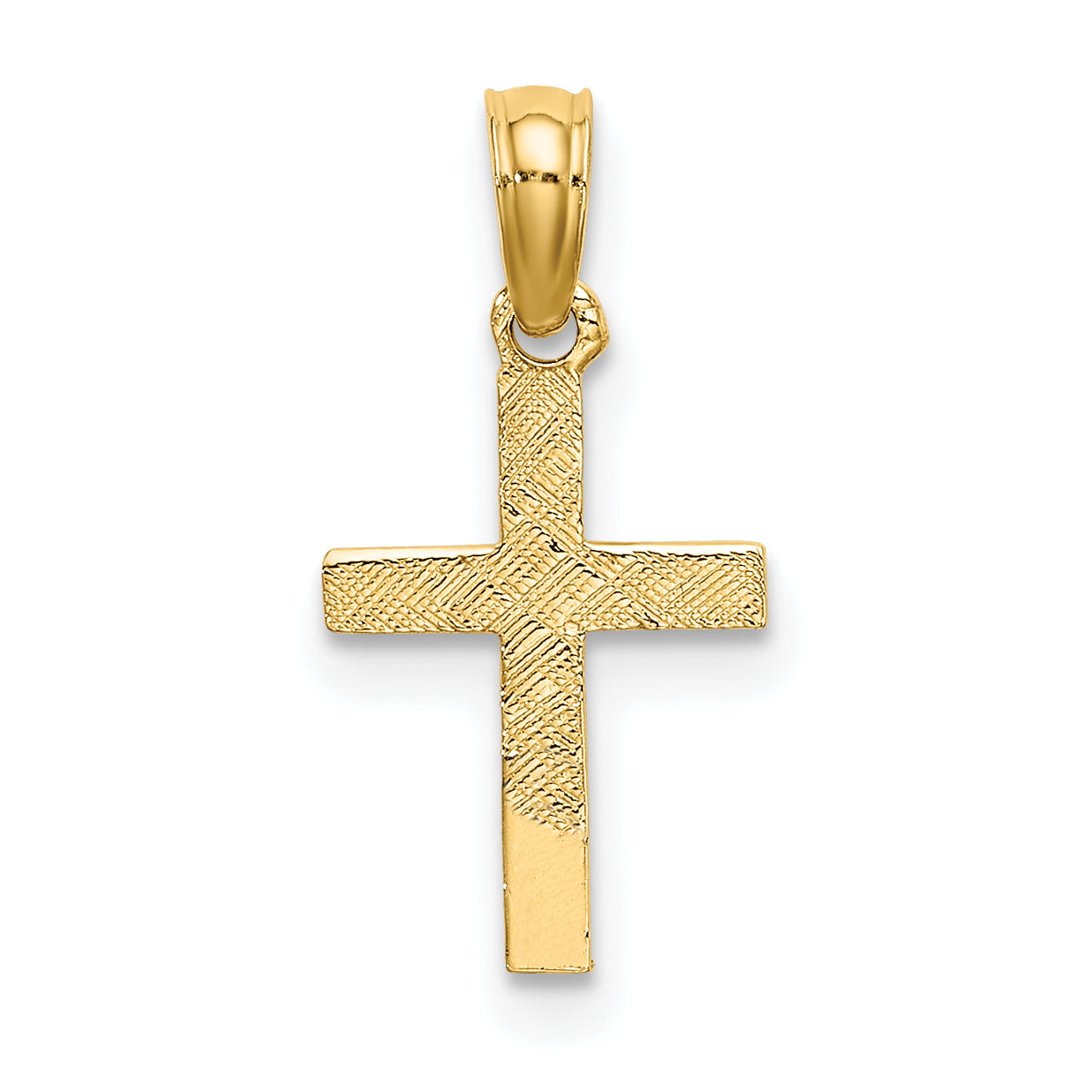 10K gold cross with heart charm detail view - 10K8367