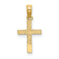 10K gold cross with heart charm detail view - 10K8367