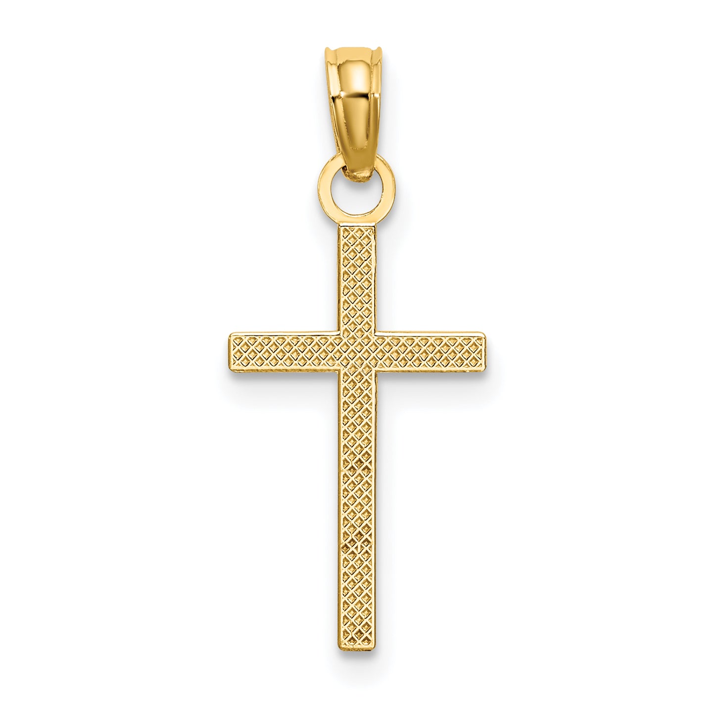 10K gold small Latin cross charm detail view - 10K8410