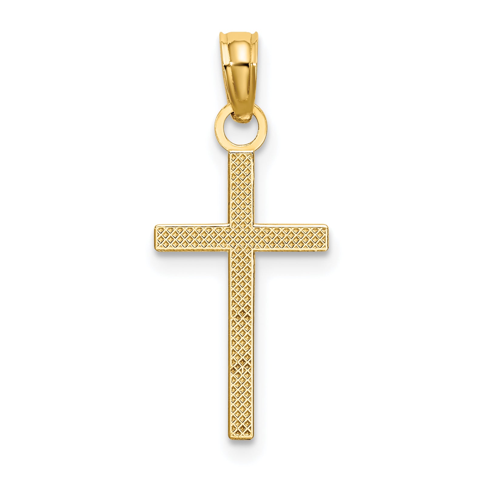 10K gold small Latin cross charm detail view - 10K8410