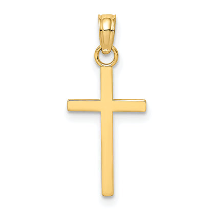 10K yellow gold polished small Latin cross charm - 10K8410