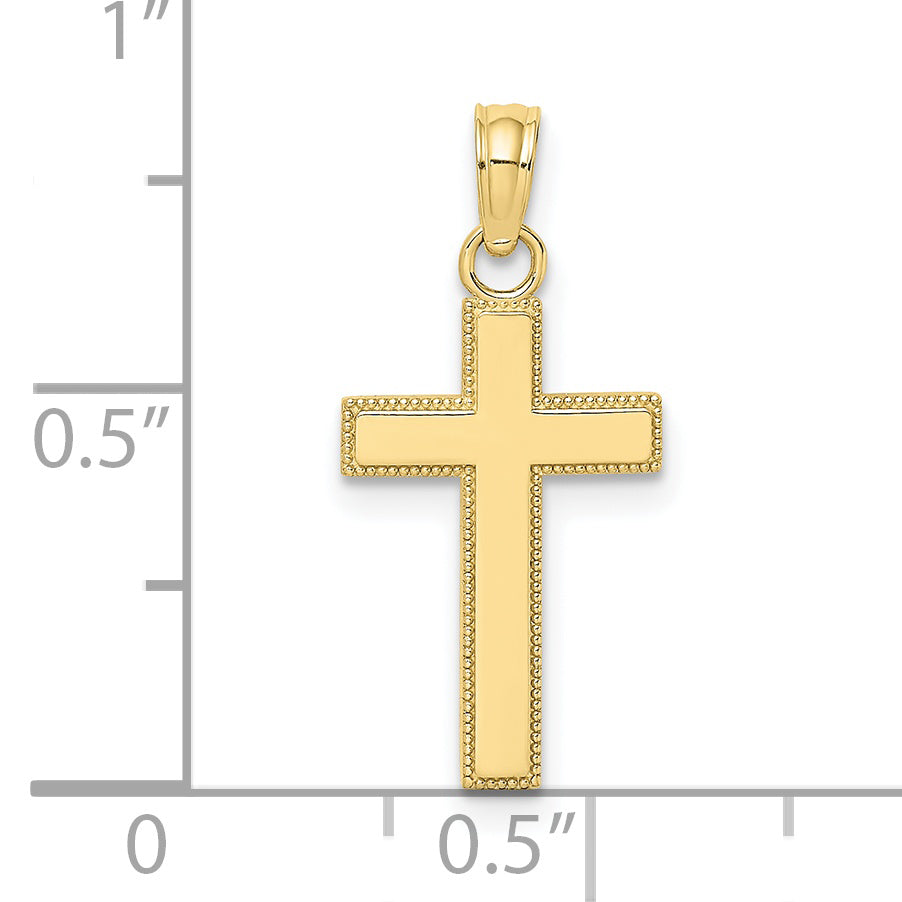 Gold Beaded Edge Cross Charm dimension chart