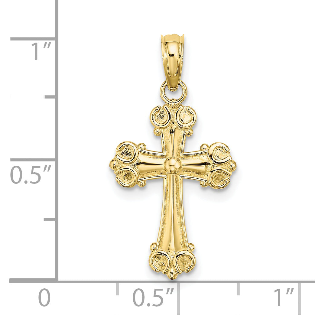 Cross with Scroll Tips Pendant dimension chart