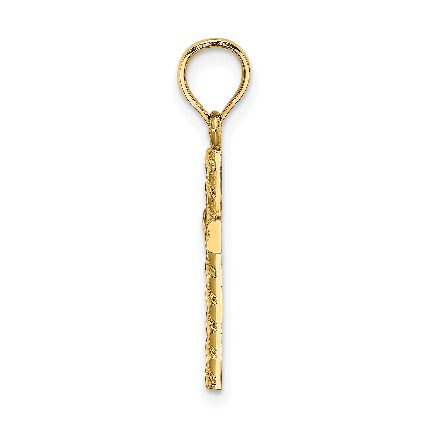 10K yellow gold beaded polished cross charm alternate view - 10K8548