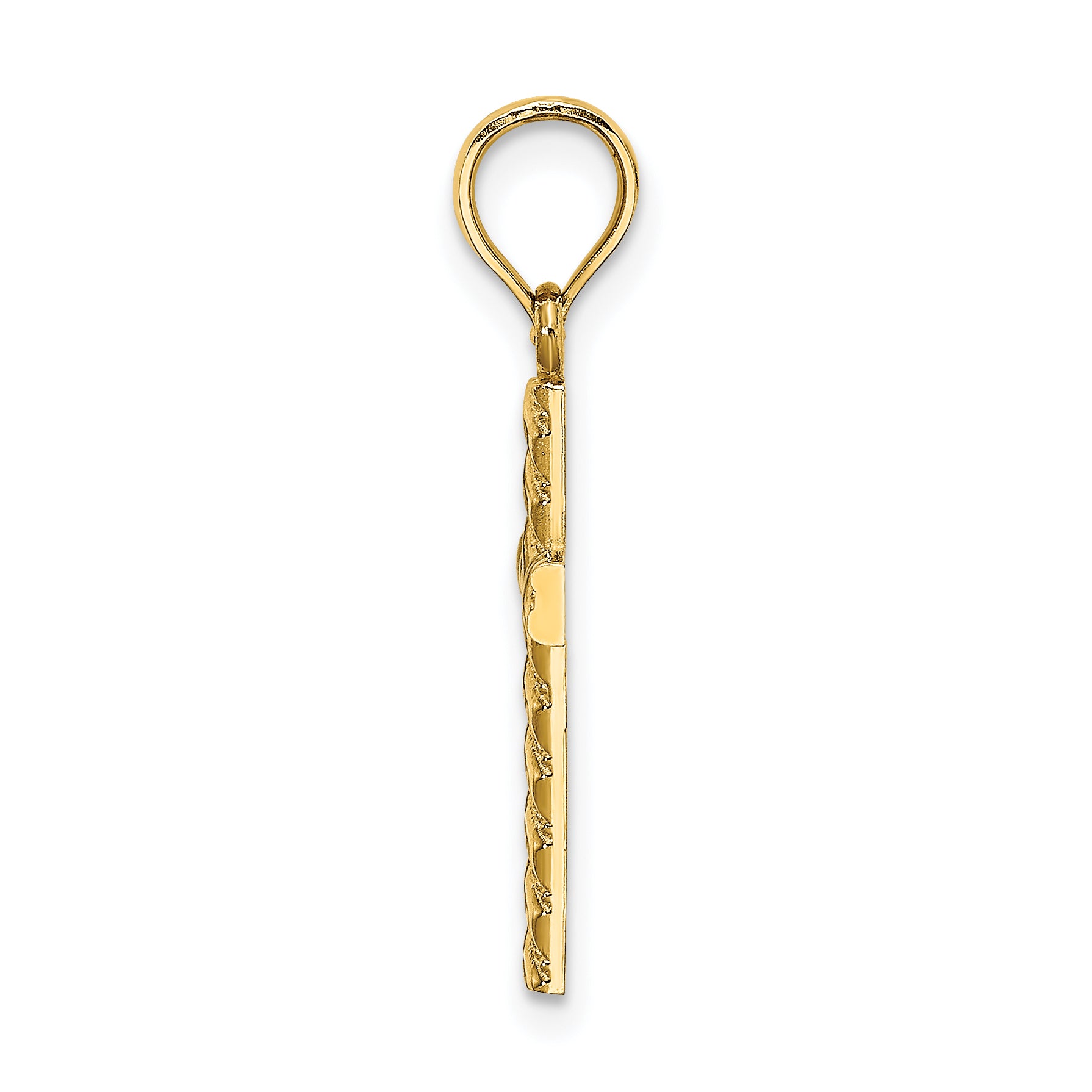 10K yellow gold beaded polished cross charm alternate view - 10K8548