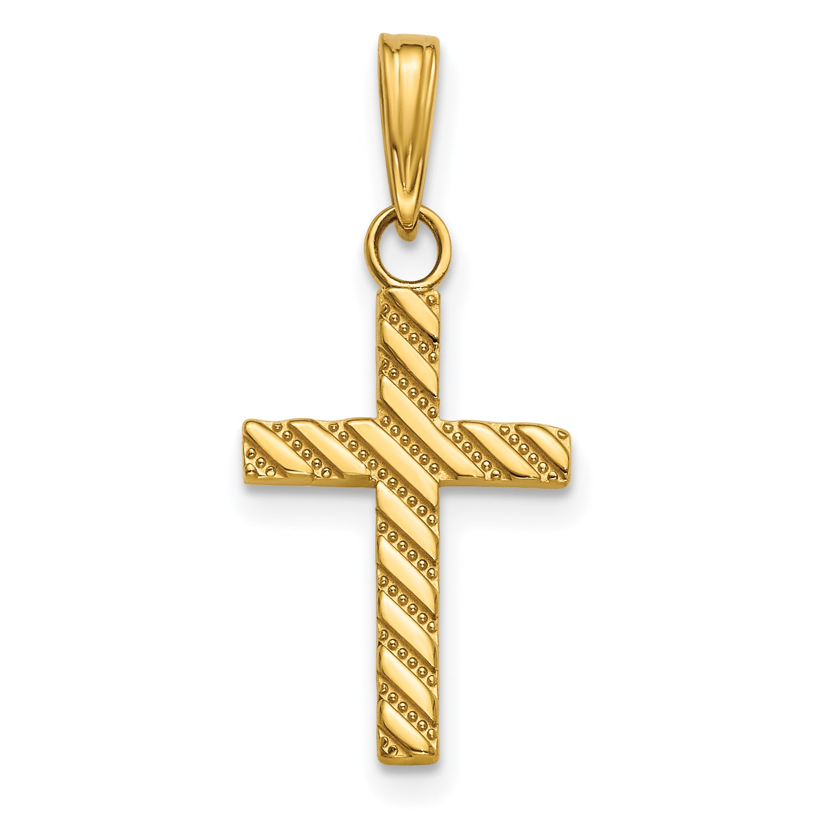 10K yellow gold beaded polished cross charm - 10K8548