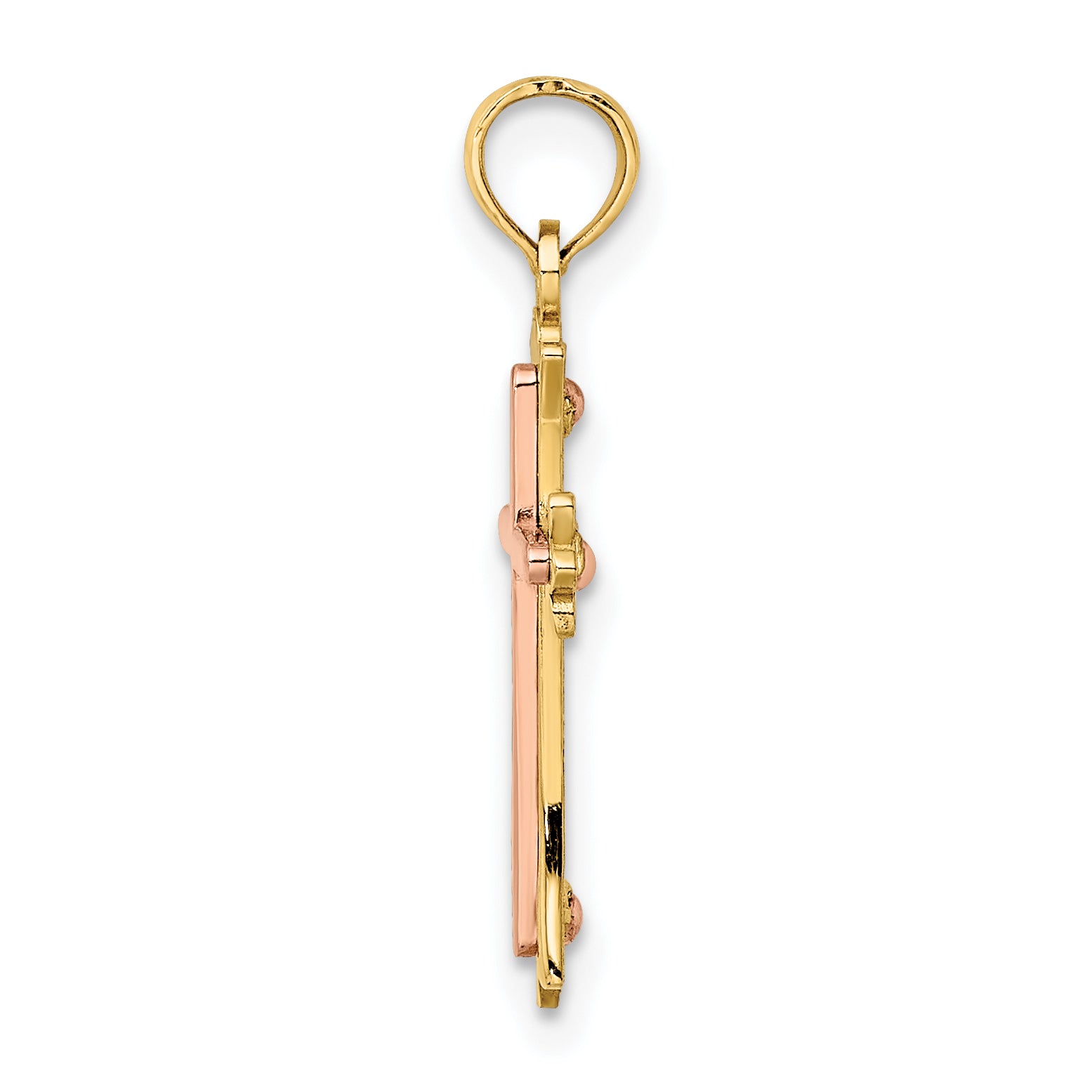 10K two-tone gold cross charm alternate view - 10K9067