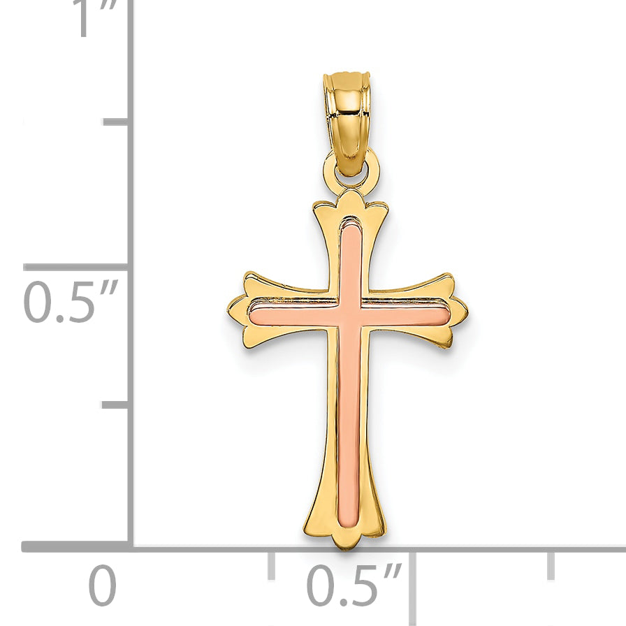 10K two-tone gold cross charm dimensions - 10K9067