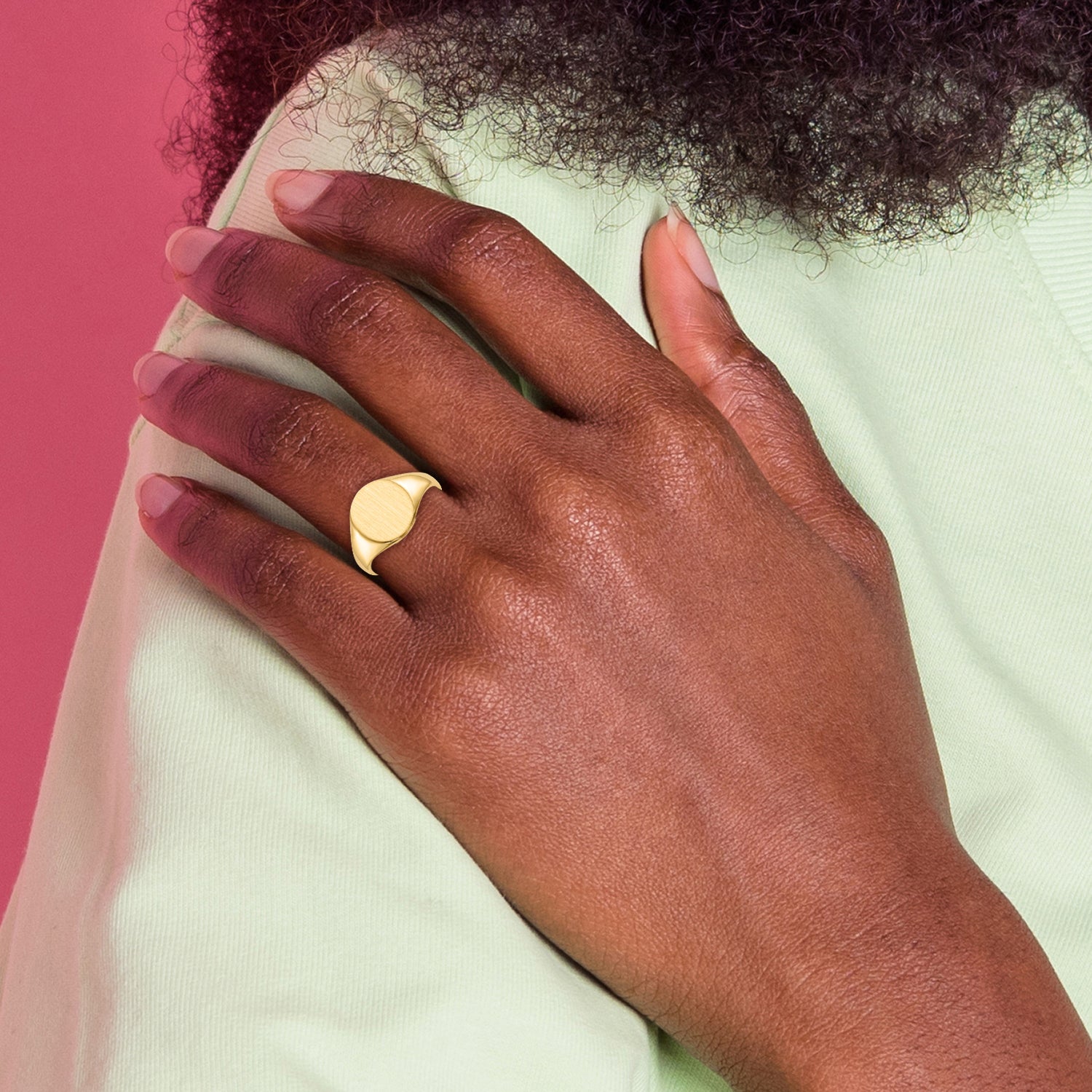 10K Yellow Gold Round Signet Ring 9.5 x 10.0 mm 10RS140 - alternate view