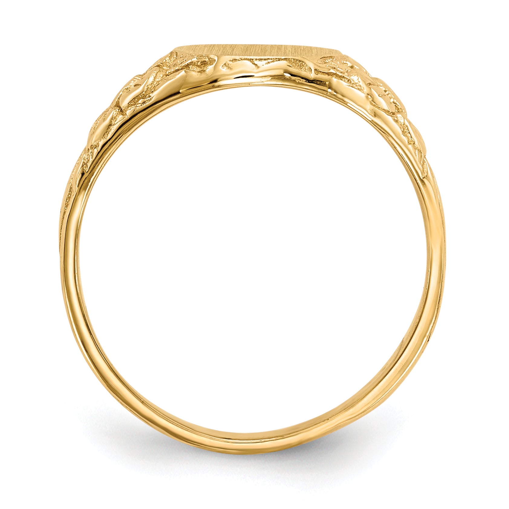 10K Yellow Gold Floral Oval Closed Back Signet Ring 10RS169 - alternate view