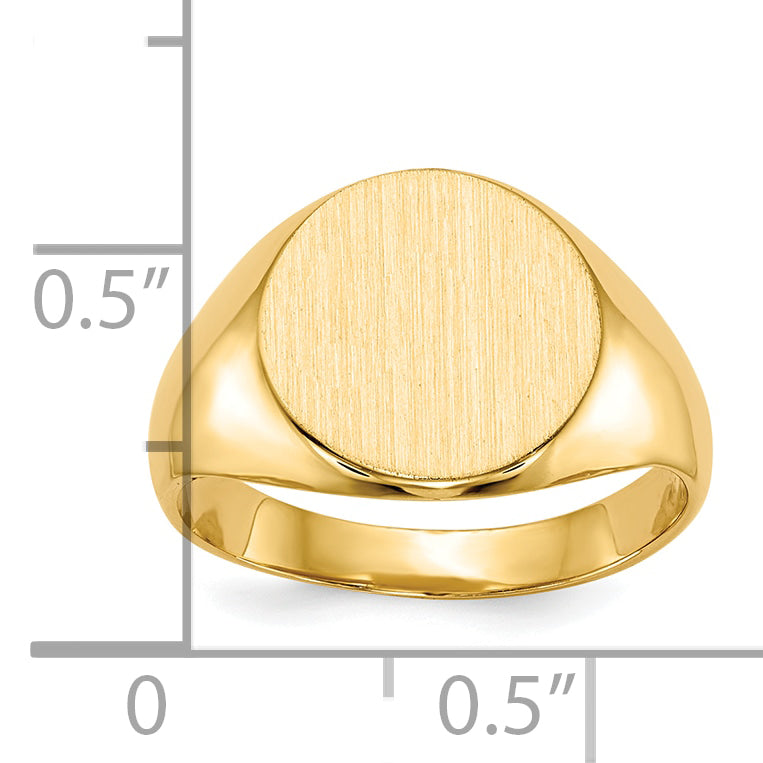 10K Yellow Gold Round Signet Ring 11.5 x 12.0 mm 10RS278 - alternate view