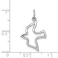 10K white gold cut-out dove pendant shown on model