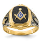 10K Yellow Gold Antiqued Onyx Masonic Mens Ring 10Y4078M