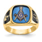 10K Yellow Gold Blue Spinel Masonic Mens Ring 10Y4084M