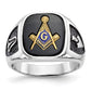10K White Gold Black Onyx Masonic Mens Ring 10Y4085M