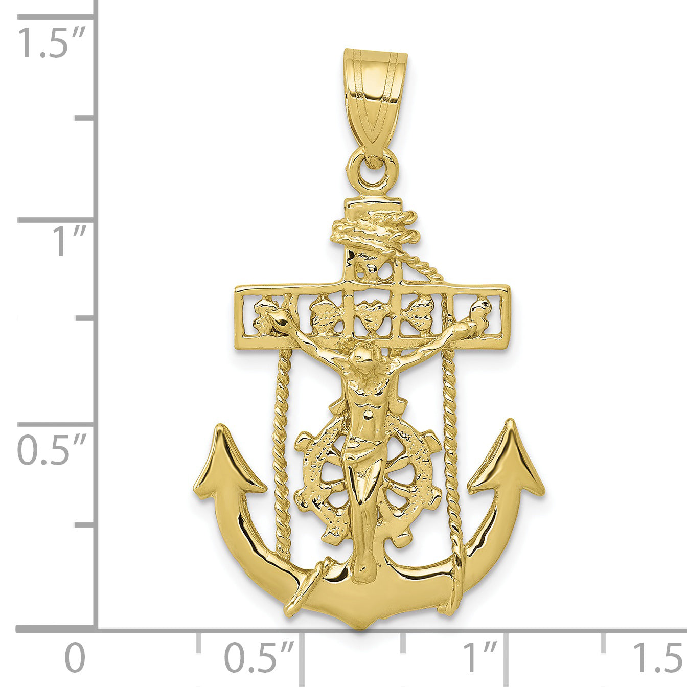 10K yellow gold mariner crucifix pendant 36 mm dimensions - 10ZC258