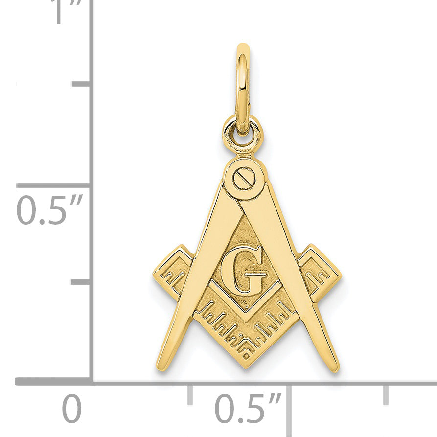 10K Yellow Gold Masonic Square and Compass Charm Pendant 10ZC436 - alternate view