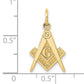 10K Yellow Gold Masonic Square and Compass Charm Pendant 10ZC436 - alternate view