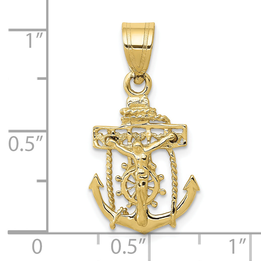 10K yellow gold mariner crucifix pendant 26 mm dimensions - 10ZC809