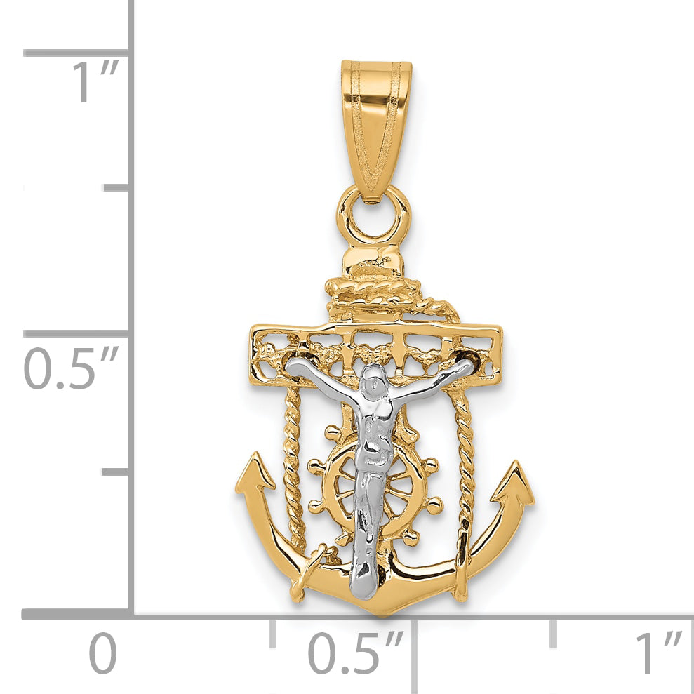 10K two-tone mariner crucifix pendant 25 mm dimensions - 10ZC810
