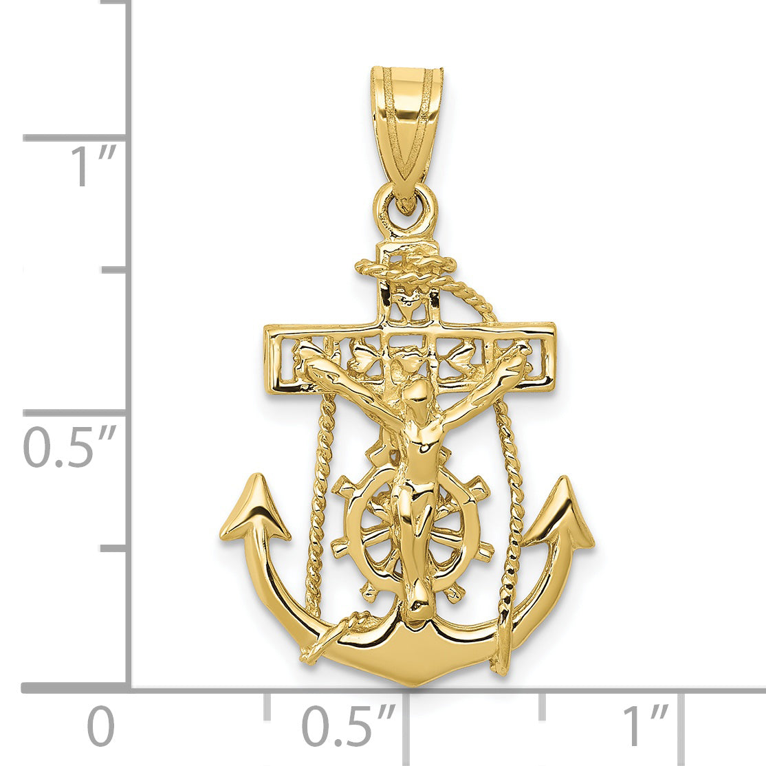 10K yellow gold mariner crucifix pendant 29 mm dimensions - 10ZC812