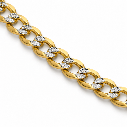 10K Gold Hollow Diamond-Cut Cuban Link Chain, angled view