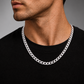 14K White Gold Solid Diamond-Cut Cuban Curb Link Chain