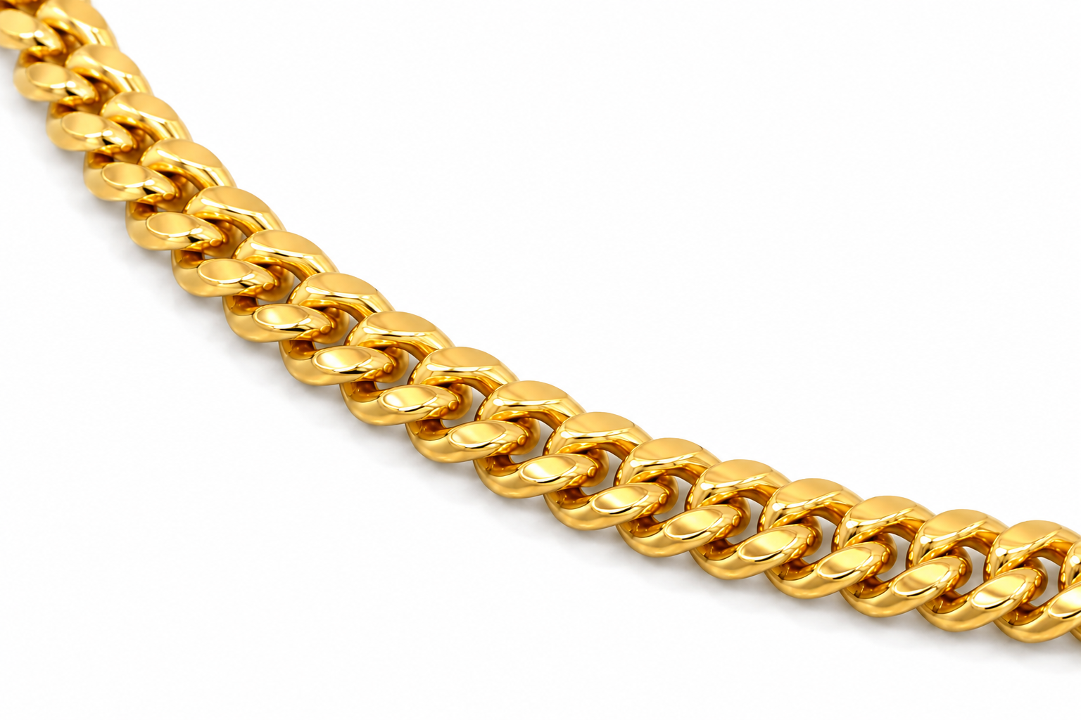 10K yellow gold hollow Miami Cuban chain link detail