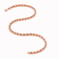 10K rose gold hollow rope chain full length product view