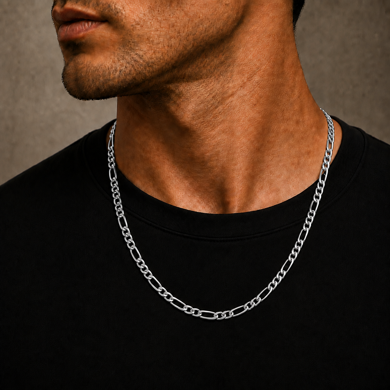 18K White Gold Figaro Chain, alternate view