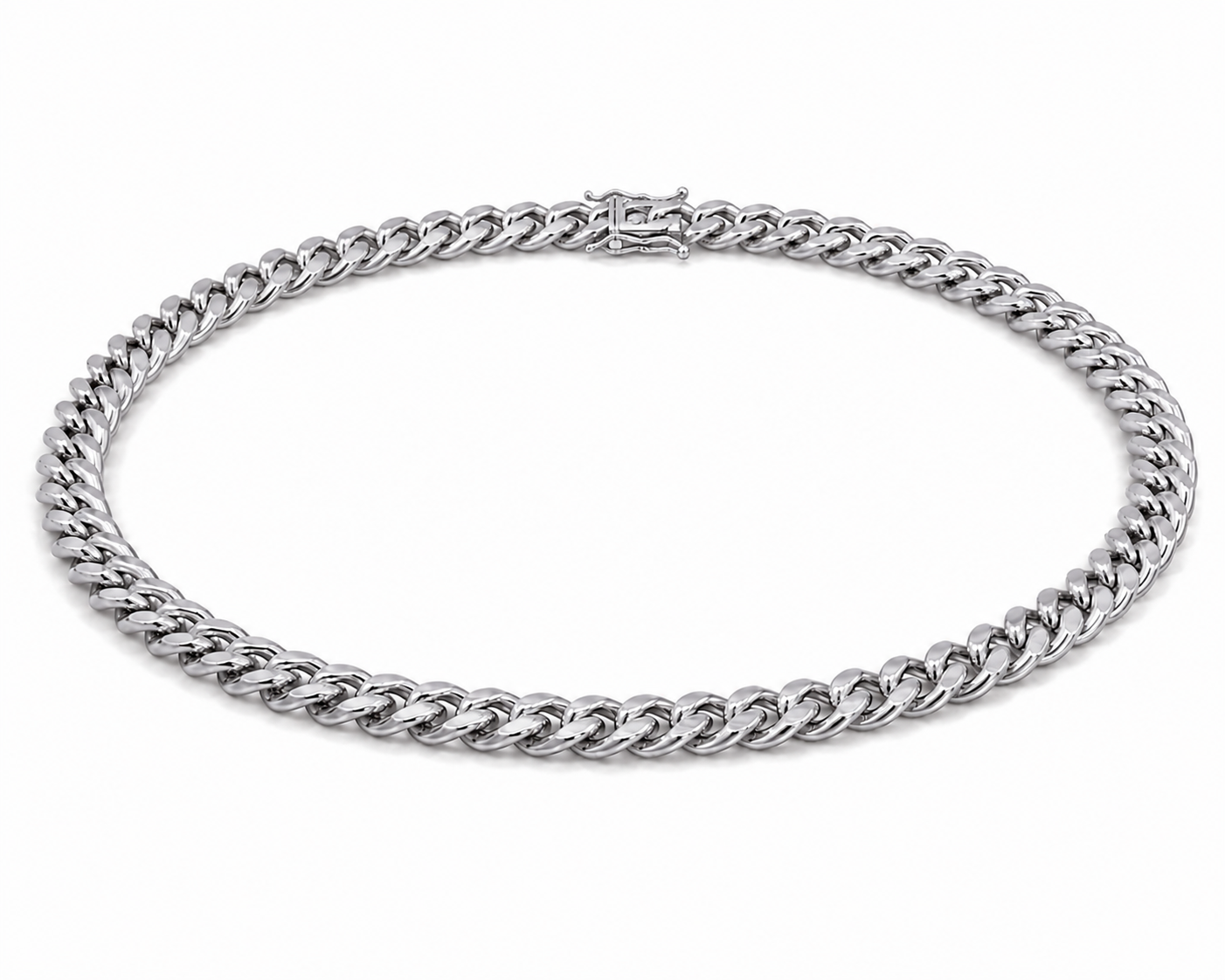 10K White Gold Hollow Miami Cuban Link Chain, styled view