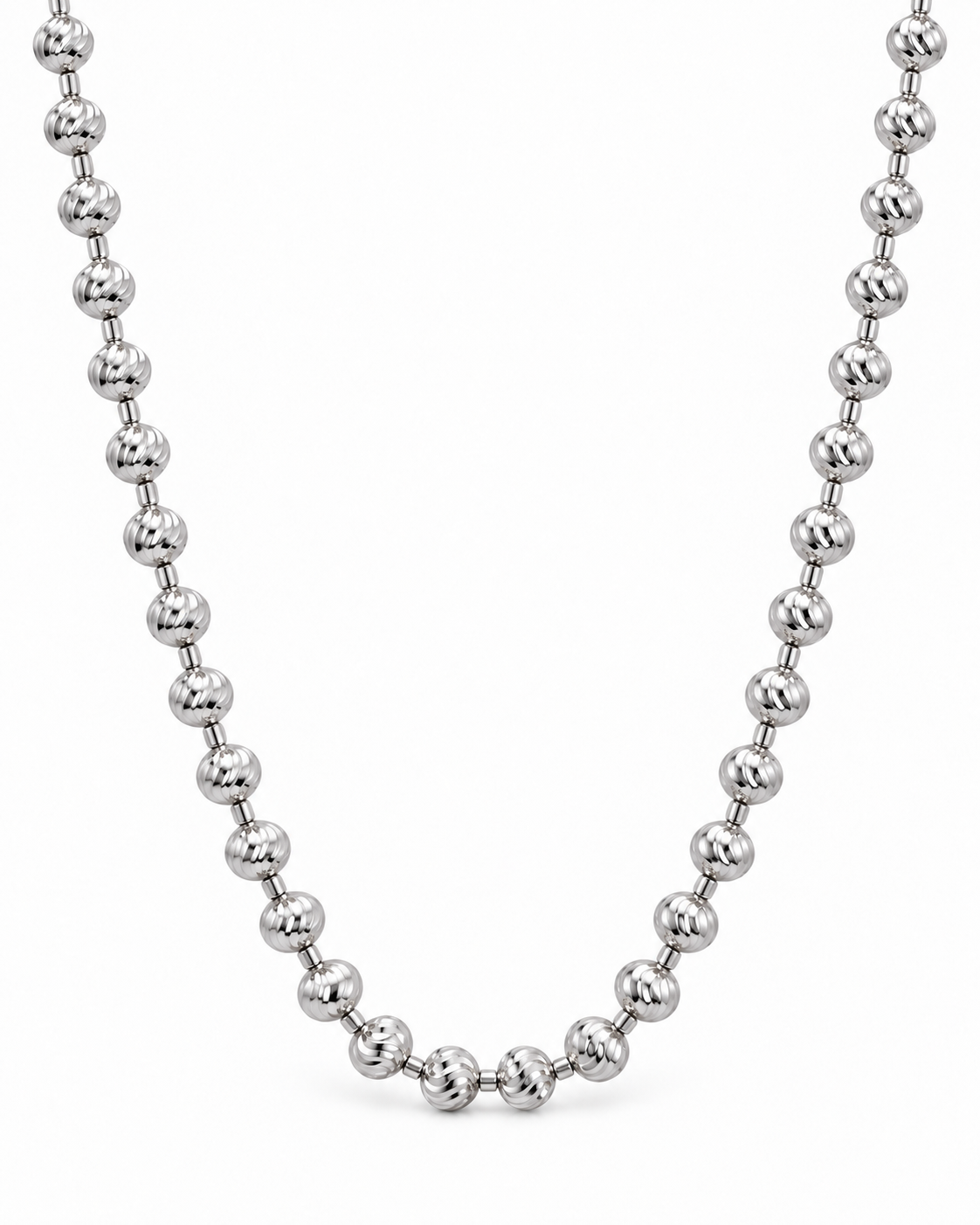 14K White Gold Diamond-Cut Moon Cut Chain