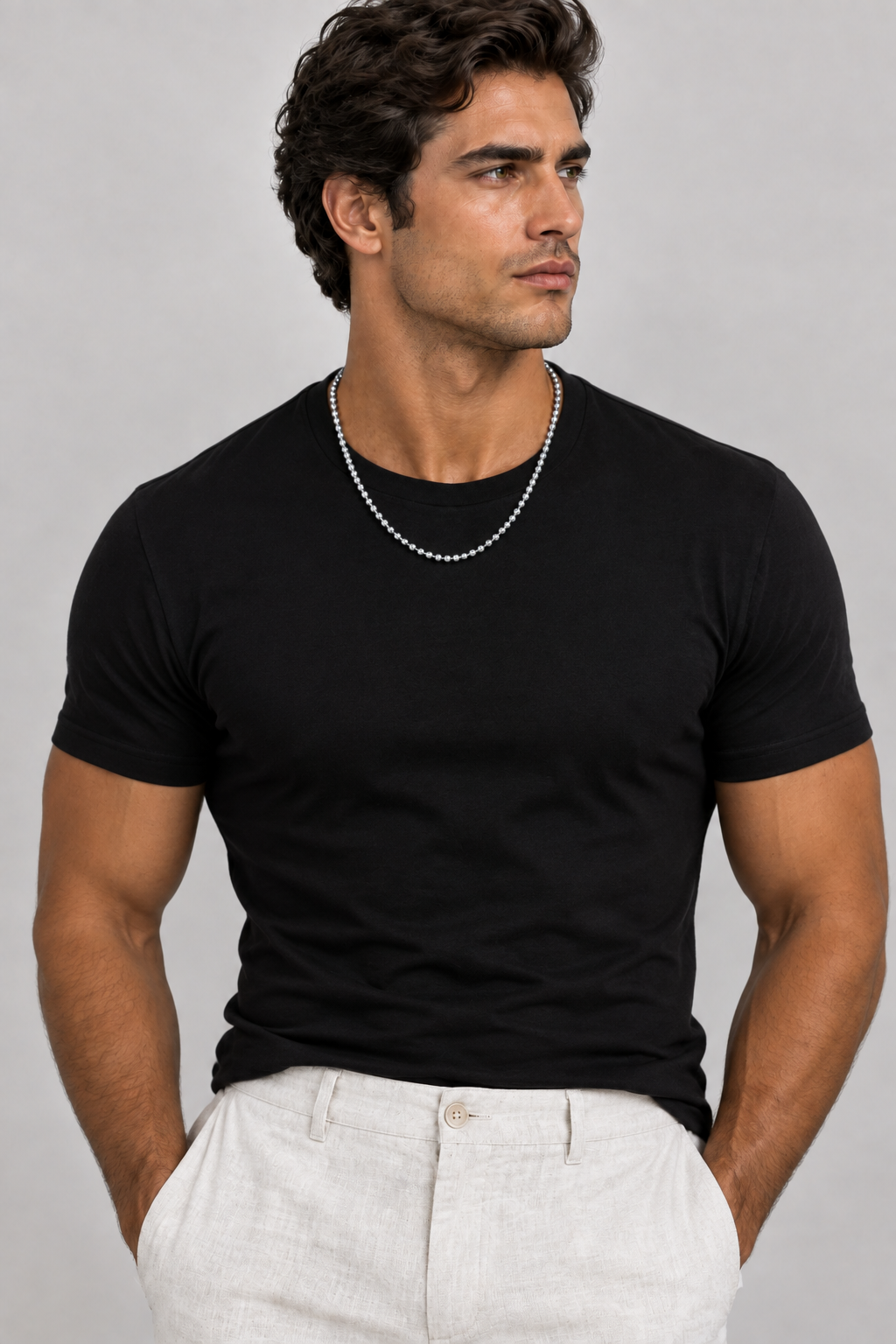 14K White Gold Moon Cut Chain Detail