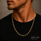 10K Yellow Gold Hollow Puff Chain, shown worn on the neck