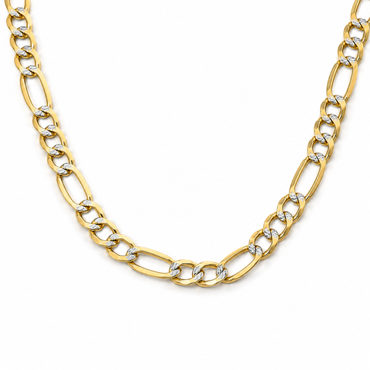10K Yellow Gold Solid Diamond-Cut Figaro Bracelet