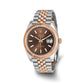 Pre-owned Rolex Datejust 41 reference 126331 steel and 18K rose gold watch with chocolate dial and fluted bezel on a Jubilee bracelet