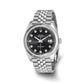 Pre-owned Rolex Datejust 41 reference 126334 stainless steel watch with black diamond dial and 18K white gold fluted bezel on a Jubilee bracelet