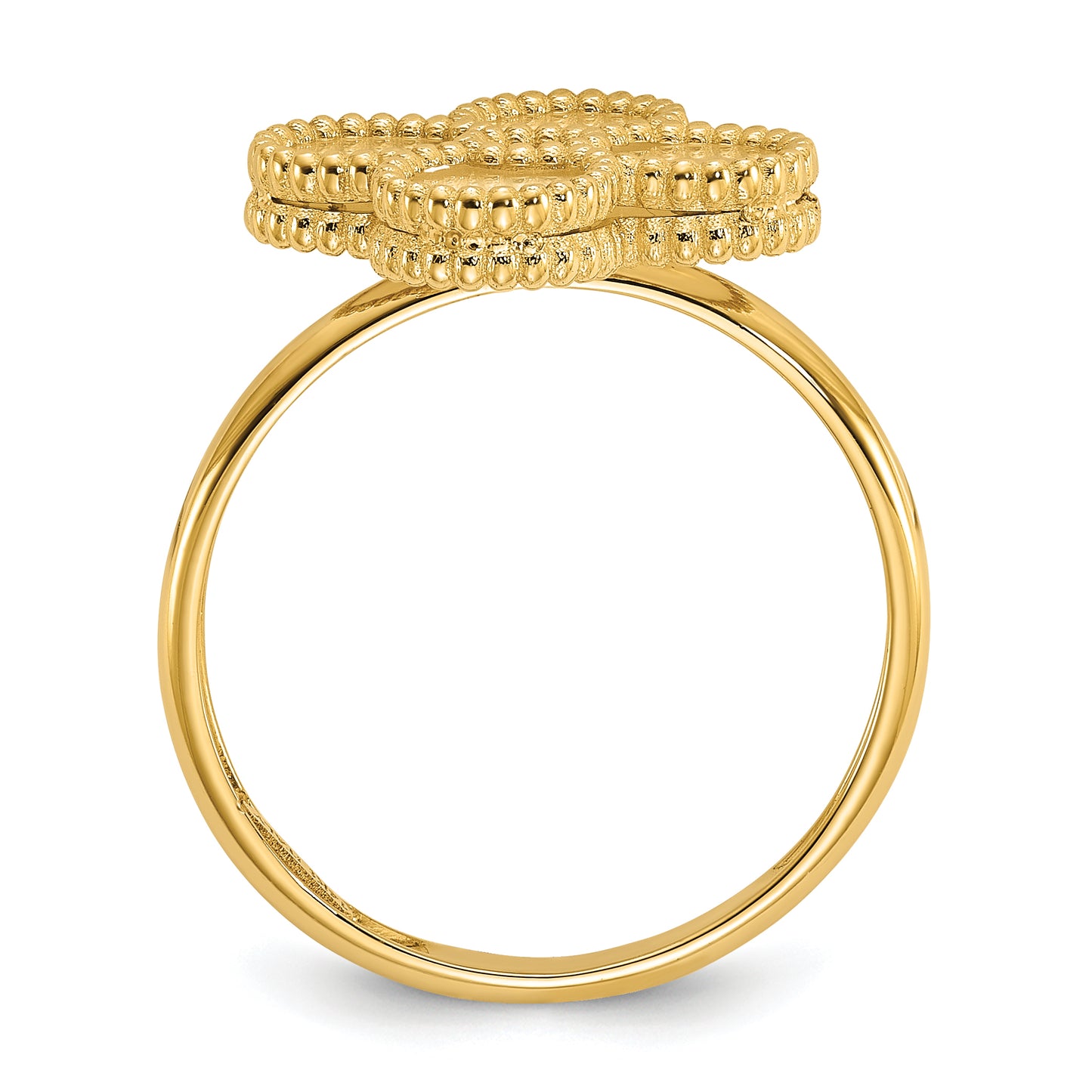 14K Gold Mother of Pearl Flower Cocktail Ring - angle view