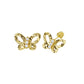 14K yellow gold CZ center butterfly screw back stud earrings