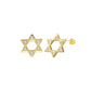 14K yellow gold CZ Star of David screw back stud earrings