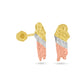 Three-tone gold St Jude stud earrings, detail view