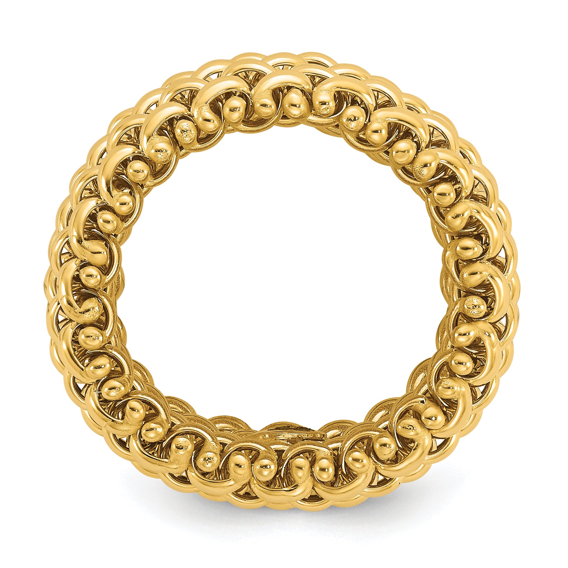 14K Gold Mesh Cocktail Ring Polished 9.5mm Band - angle view
