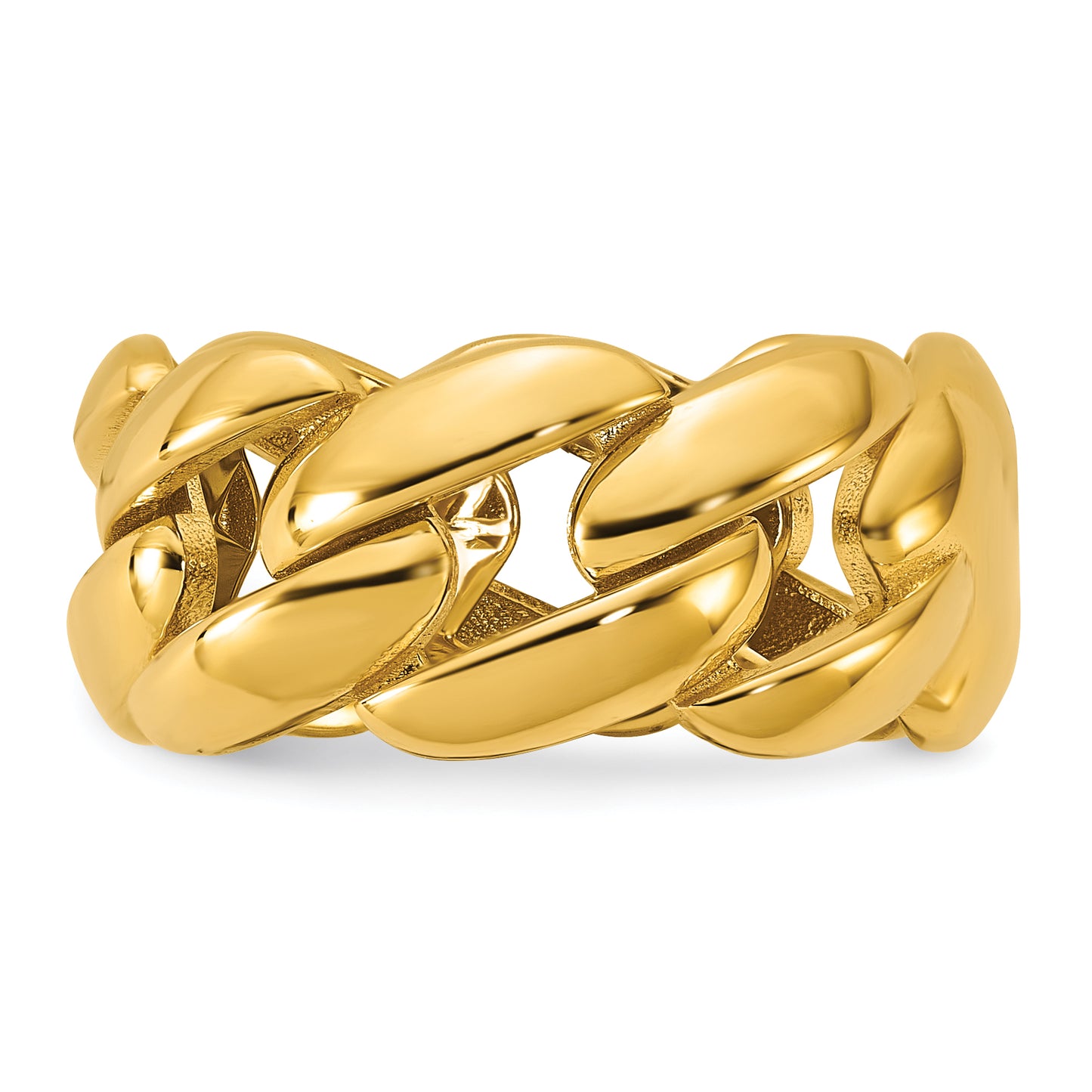 14K Gold Curb Link Cocktail Ring - close-up of curb link band
