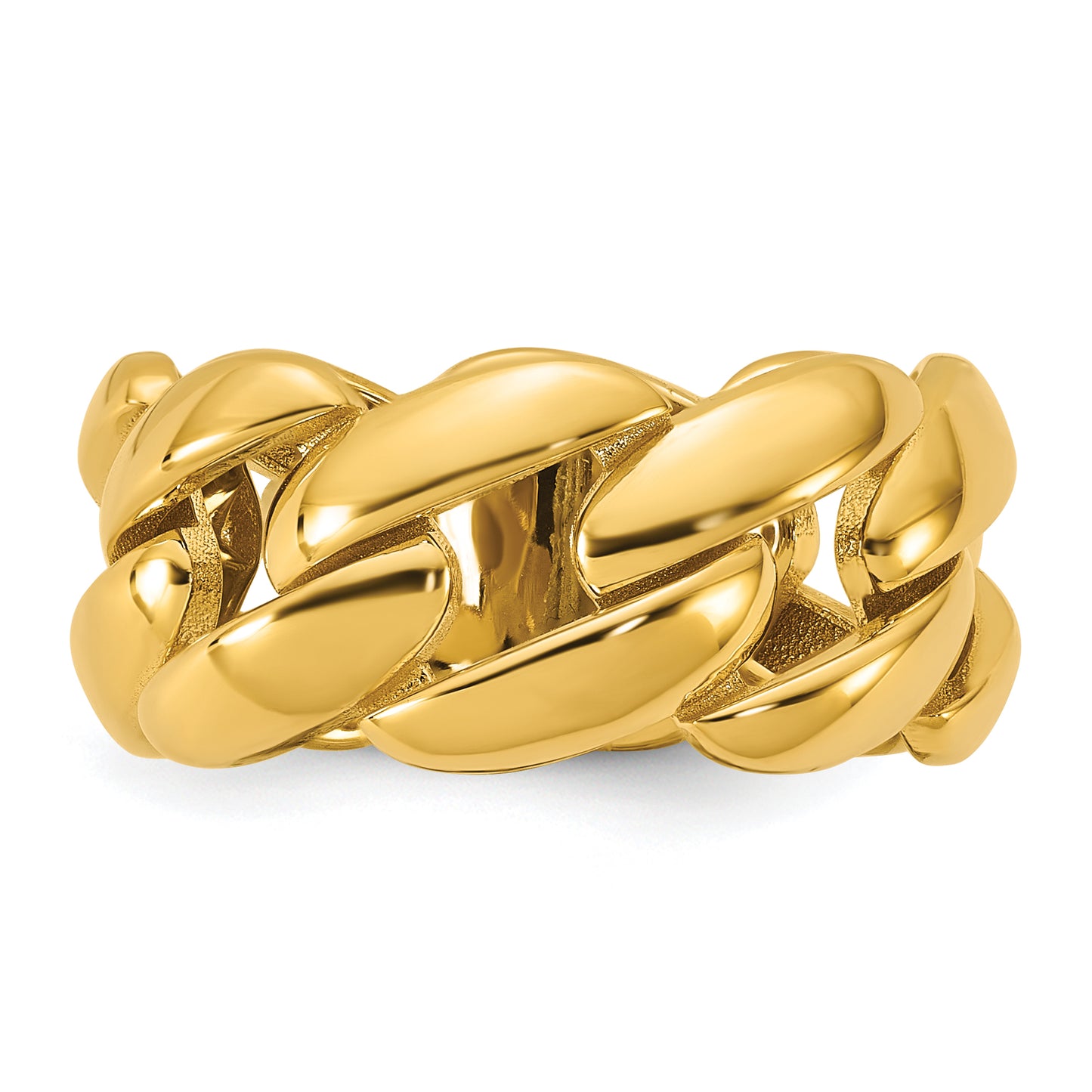 14K Gold Curb Link Cocktail Ring - top view