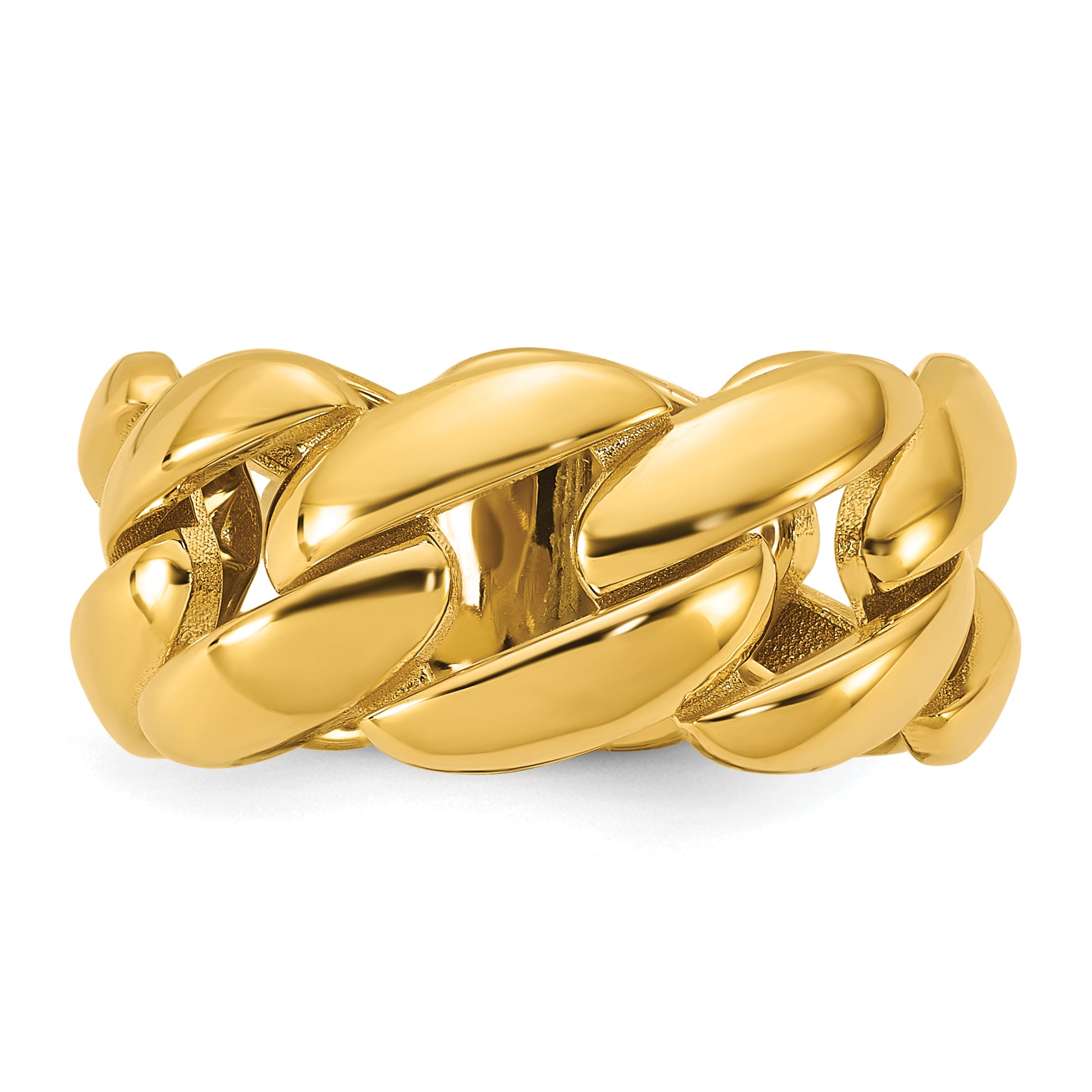 14K Gold Curb Link Cocktail Ring - top view
